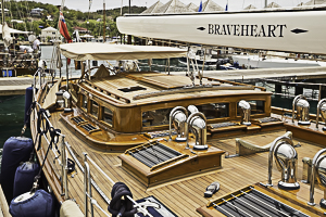 Braveheart all primped for inspection, Classic Yacht Regatta in 2015, Antigua